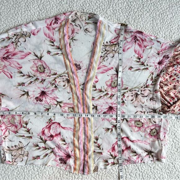 Mystree Floral Kimono Open Front Lightweight Boho Garden Girl Rayon Cardigan - Picture 8 of 12